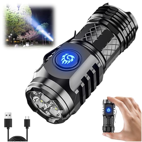 TOGETDREAM Mini-Taschenlampe mit dreiäugigem Monster LED Taschenlampe USB Aufladbar Handheld klein Taschenlampe mit 5 Lichtmodi Wasserdichte Mini Handlampe Flashlight für Camping Notfall (1 Stück)