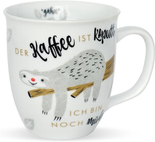 H:)PPY life Tasse mit Motiv Faultier | Kaffeetasse, Porzellan, 40 cl | Tasse mit Spruch, Geschenk | 45180