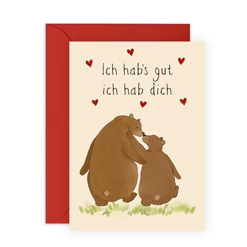 Central 23 Jubiläumskarte Für Männer – ICH HAB'S GUT ICH HAB DICH – Romantische Karte Für Jahrestag Valentinstag Geburtstag – Ich Liebe Dich-Karte Für Frauen Danke – Mit Aufklebern