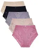 Barbra Lingerie 5er-Pack Übergrößen-Unterwäsche für Damen, leichte Kontrolle, Slips, 5er-Pack (verschiedene Farben), XL