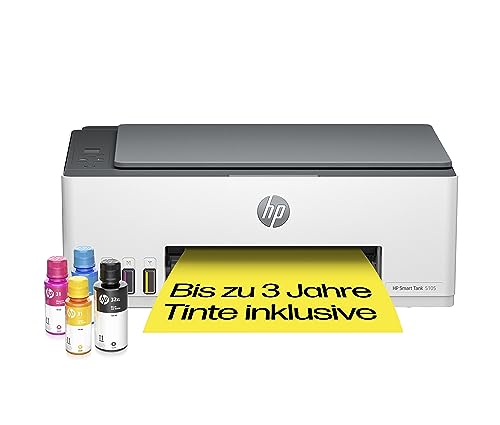 HP Smart Tank 5105 3-in-1 Multifunktionsdrucker, 20€ Cashback, (WLAN; Mobiles Drucken) – 3 Jahre Tinte inklusive, 3 Jahre Garantie, großer Tintentank, hohe Reichweite, Drucken in hoher Qualität