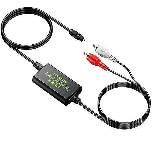 LiNKFOR DA Wandler 192KHz Optischer Toslink Koaxial auf Analog RCA L/R Audio Adapter mit optischem Kabel für PS3 DVD Sky Xbox HDTV Blu-Ray-Player