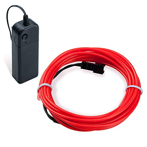 COVVY Wasserdicht Flexibel 3M 9 FT Neon Beleuchtung Lichtschlauch Leuchtschnur EL Kabel Wire mit 3 Modis für Disco Party Kinder Halloween Kostüm Kleidung Weihnachtsfeiern (Rot, 5M)
