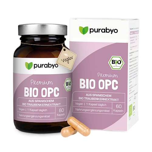 OPC BIO Traubenkernextrakt | Premium | im Glas | 300mg OPC/Kapsel (HPLC laborgeprüft) | vegan | Bio Anbau in spanischer Weinregion | wasserextrahiert | OHNE Zusätze | 2-Monatsversorgung