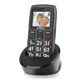 artfone C1+ Seniorenhandy ohne Vertrag丨Mobiltelefon mit großen Tasten丨GSM Dual SIM Rentner Handy丨Ladestation丨SOS Notruftaste丨1,8 Zoll Farbdisplay丨FM丨1800mAh Akku丨Großtastenhandy - Schwarz