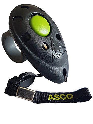 ASCO Finger Clicker, Premium Clicker für Clickertraining, Hunde Katzen Pferde Profi-Clicker, Hundetraining Klicker, schwarz, ASCO-01F