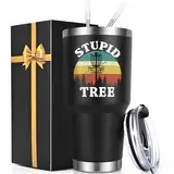 Lifecapido Discgolf-Geschenke, Stupid Tree, 850 ml, Edelstahl, isolierter Becher, lustige Discgolf-Geschenke für Männer, Geburtstags- und Weihnachtsgeschenke für Discgolf-Spieler, Discgolf-Liebhaber,