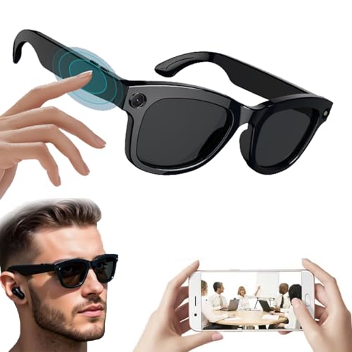 Smart AI Glasses with Camera | Voice Control | Bluetooth 5.3 | WiFi 4.0 | ENC Noise Cancelling | Music, Call, Translation, ChatGPT Assistant, App Compatibility, Bluetooth Glasses for Men and Women,A