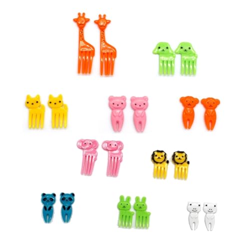 YIMVUNZ 20 pcs Tiere Obstgabeln aus Kunststoff Mini Cartoon Bento Obstgabeln Zahnstoche Für Kinder für Lunch-Box Party Nachmittagstee Geburtstagsfeier