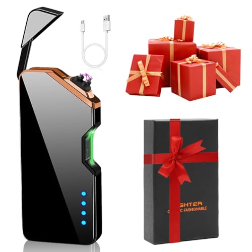 CEWROM Elektrisches Lichtbogen Feuerzeug Winddicht USB-Aufladbar - Langlebiges Sturmfeuerzeug Männer, Papa & Opa - Vatertag, Geburtstag Geschenkidee für Freunde, Kollegen