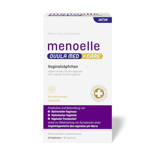 menoelle OVULA med +Care: Bei bakterieller Vaginose, Scheidenpilz, entzündeter Schleimhaut, Scheidentrockenheit. Mit Milchsäure, Calendula. Zur akuten und vorbeugenden Behandlung. 10 Vaginalzäpfchen.