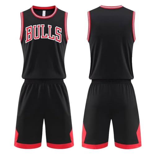 Basketball Trikot 2-Teiliges Personalisiert(Name und Nummer) Basketball ärmellose Anzug, Kinder/Erwachsene Sportswear Weste + Shorts, Benutzerdefiniert Basketball Trikot Shirt Schwarz L