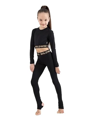 Sport Crop top für Mädchen Crop t-Shirt (DE/NL/SE/PL, Numerisch, 140, Regular, Black)