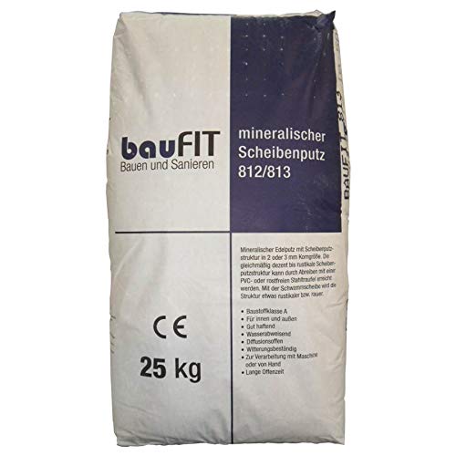 bauFIT 25kg mineralischer Scheibenputz - Fertig mit 3mm Körnung - mineralischer Putz für innen und außen - Strukturputz - Dekorputz einfach aufzubringen – atmungsaktiv