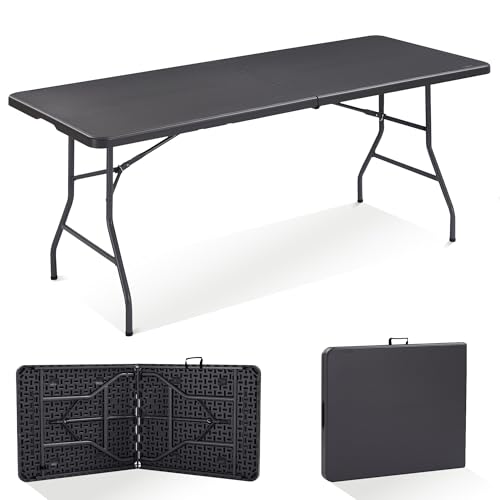 Arebos Buffettisch zusammenklappbar 182 x 74 x 74 cm Wetterfest Gartentisch Partytisch Klapptisch für Garten Terrasse und Balkon | 8 Personen | Campingtisch mit Tragegriff | Anthrazit