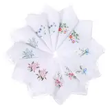 TIESOME 12 Stück Stofftaschentücher Damen, Vintage-Blumen-Taschentuch, Spitzen-Taschentuch, Taschentücher Stoff, Baumwolle, Weiß, 28 x 27 cm, für Hochzeitsfeier und Alltagsgebrauch