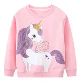 Gumyoss Sweatshirt Mädchen Pullover für Kinder Mädchen Baumwolle Sweater Kleinkind Mädchen Langarm Tops Alter 2-8 Jahre, 116, Einhorn Rosa