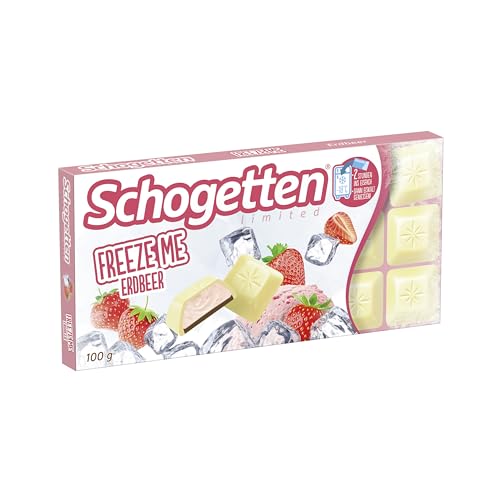 Schogetten Freeze Me Erdbeer | Limited Edition | Einfrieren und eiskalt genießen | 100 g Schokoladen-Tafel