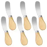 KALIONE 6 Stück Buttermesser klein Edelstahl, Käse-Buttermesser Kuchenmesser Edelstahl-Butterstreichmesser mit Holzgriff kleines Käsemesser-Set Buttermesser für Käse Marmelade Butter