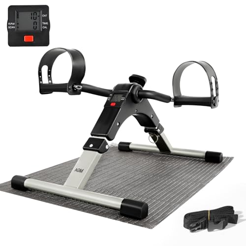 AGM Mini-Heimtrainer Fahrrad, Arm und Beintrainer Fitnesstrainer, Fitness, Hometrainer Bewegungstrainer mit LCD-Monitor und Einstellbarem Widerstand, Fitnessgerät für Zuhause, Büro