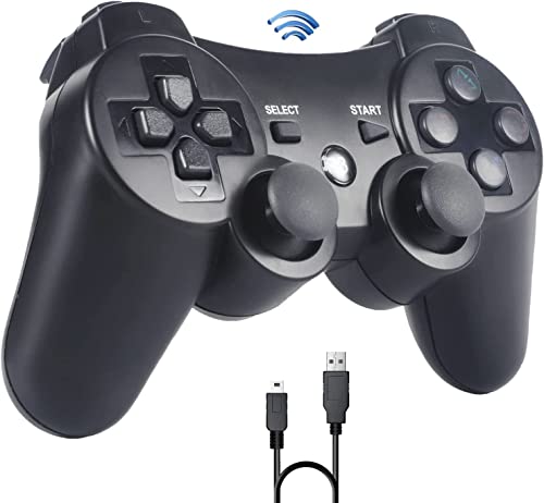 Sefitopher Controller für PS3 Wireless Controller Compatible für Playstation 3 Bluetooth Gamepad mit Double Shock, Ladekabel