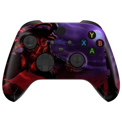 eXtremeRate Front Gehäuse Case für Xbox Series X/S Controller, Ersatz Vordere Hülle faceplate Skin Shell Cover Zubehör für Xbox Core Controller Model 1914(Dragon King)-KEIN Controller