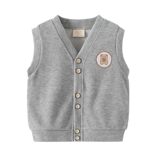 Generisch Säugling Kleinkind Kind Baby Jungen ärmellose Patchwork Cartoon Mode Weste Jacke äußere Outwear Kleidung Bücher (Grey, 1-2 Years)