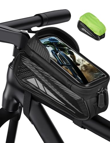 Vitalismo Fahrrad Rahmentasche Wasserdicht Lenkertasche für Smartphones bis zu 7 Zoll Handyhalterung Handytasche Oberrohrtasche mit TPU Sensitivem Touchscreen für Montainbikes, Rennrad, Ebikes
