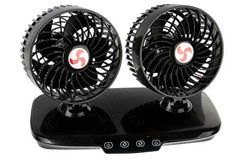 Wehmann Doppelventilator Ventilator Dual für LKW 24V 24 Volt mit Touchsensor Luxus 360° verstellbar mit 3-fach Geschwindigkeitsverstellung und Leuchtanzeige