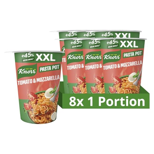 Knorr Pasta Pot Tomato & Mozzarella XXL leckerer Pasta Snack fertig in nur 5 Minuten 8x 93 g
