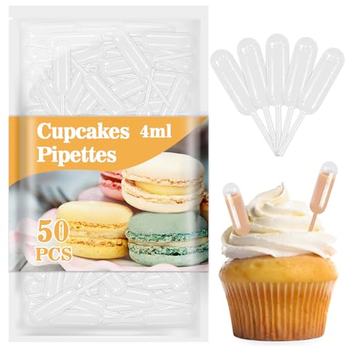 50 Stück Kunststoff Transfer Pipette - MAQIHAN 4ml Mini Pipettes Pipetten Liquid Dropper Small Plastik Tropfpipette Plastikpipetten Pipettenflasche für Erdbeeren Cupcakes Dessert Marmelade