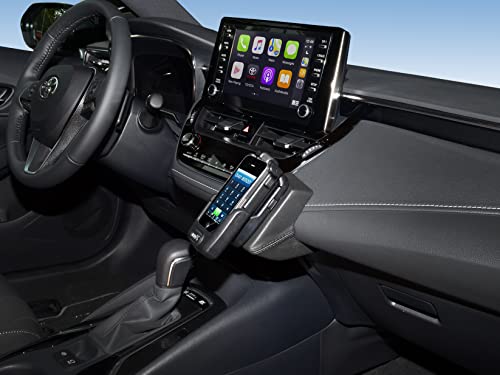 KUDA Handyhalterung passend für Toyota Corolla Hybrid ab 2019 - Telefonkonsole für Smartphones, Handy, Navi und mehr - Kunstlederkonsole, Schwarz, 3785