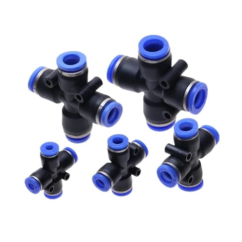 YJUHADWPBZ PZA 4 6 8 10 12mm Air Fitting 4-Way Cross Shaped Splitter Push in Pneumatic Tube Connector Quick Fittings(4MM)