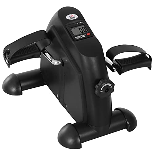 HOMCOM Mini Heimtrainer Fitnessbike Pedaltrainer mit LCD-Display verstellbarer Widerstand Arm und Beintrainer Hometrainer Fitnessgerät für Senioren Zuhause Heim Büro 35 x 40 x 31 cm Schwarz