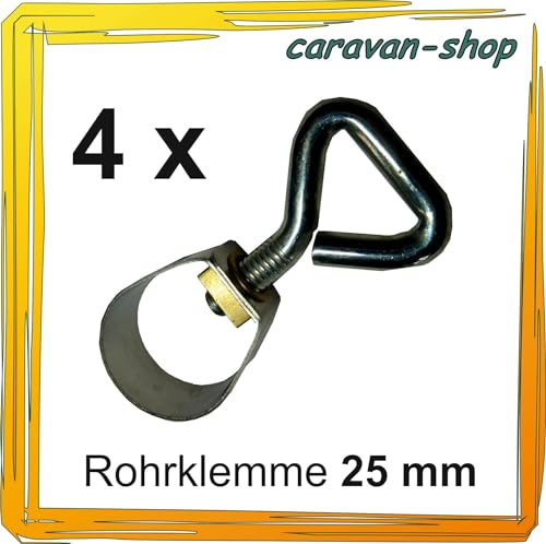 4x Rohrklemme für Zeltstange 25 mm, Vorzeltgestänge, Vorzelt, Wohnwagen, Camping