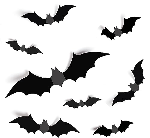 Redreo Halloween Dekoration 3D Fledermaus Wandaufkleber 28 Stück in 4 Verschiedenen Größen, Abnehmbares Fledermaus DIY Halloween Partyzubehör für den Innen- und Außenbereich