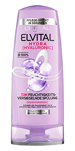 L'Oréal Paris Elvital feuchtigkeitsspendende Spülung für glänzendes Haar, Conditioner mit Hyaluron für einen Feuchtigkeitsboost, Hydra Hyaluronic, 250 ml