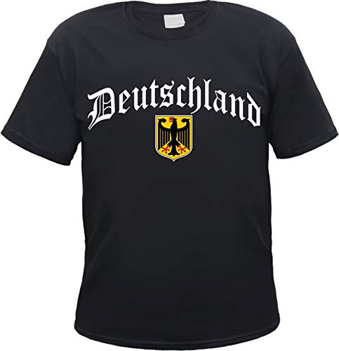 Deutschland Herren T-Shirt - Altdeutsch mit Wappen - Tee Shirt L Schwarz