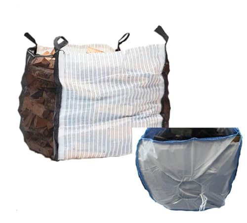 10 Stück Woodbag 100x100x160 cm Holzbag Holz Bag Big Bag Sternboden mit Mosquito-Gewebe/Netzgewebe und Ventilatorengewebe