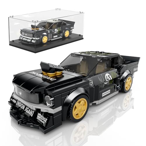 Mould King 27024 Speed Champion Rennwagen Bausteine Ford Sportwagen Klemmbausteine mit Acryl-Vitrine Modellautos zum Sammeln (408 Teile)