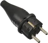 as - Schwabe Gummi-Stecker Schutzkontaktstecker mit doppeltem Schutzkontakt, Leitungen bis max. 1,5mm² für den Außenbereich geeignet, 230V, 16A, IP44, Schwarz, 60411