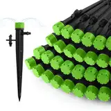 100 Stück Tropfbewässerungsdüsen, 1/4" Universal 360 Grad einstellbare Tropfbewässerungsdüsen mit Anschluss, Vollkreis Wassersprinklerkopf passend für 1/4" (4-7 mm) Schlauch Bewässerungssystem