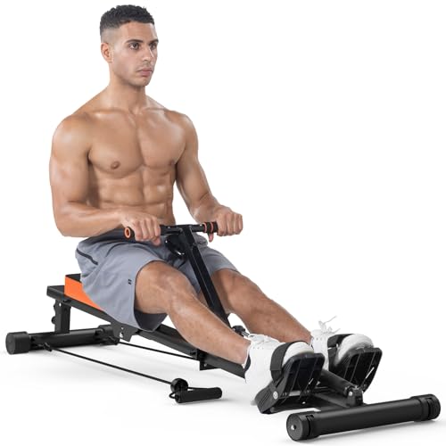 Dskeuzeew Rudergerät für Zuhause Klappbar Fitness rudergerät zuhause für Cardio & Krafttraining LCD Display für das Heimtraining, 120kg Gewichtskapazität rudergerät