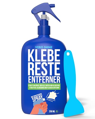 Vero Shine Klebereste Entferner (250ml), Etikettenlöser fur Kunststoff, Klebereste Entferner Auto, Etikettenlöserspray