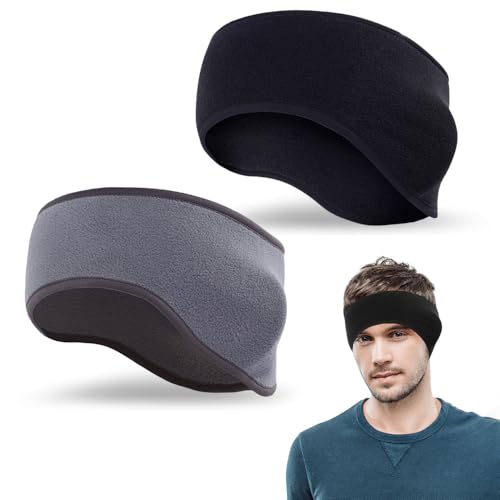 mizikuu 2 Stück Winter Sport Stirnband, Ohrenwärmer Stirnbänder für Damen und Herren Kälteschutz Warm Winddicht Elastisch Ohrenschützer Headband Kopfband für Laufen, Jogging, Fahrrad, Wandern