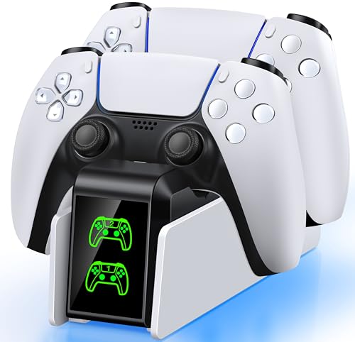 PS5 Controller Ladestation, Dualsense Controller Ladeständer mit LED Anzeige, 3 Stunden Laden Schnellladestation für Playstation 5 Controller, PS5 Zubehör für Playstation 5