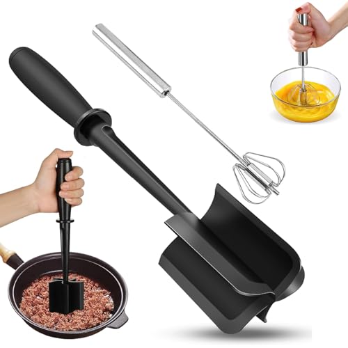 Hackfleisch zerkleinerer Hackfleischzerkleinerer für die Küche Nylon Non-Stick Meat Masher für Multifunktionaler hitzebeständiger Stampfer Mixzerkleinerer Halbautomatischer Schneebesen aus Edelstahl
