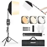 EMART Softbox Set Fotostudio, 40X40cm Softbox 85W LED Fotolicht mit 165cm Stativ, Professionelle Fotografie Beleuchtung Set für Studioleuchten, Portrait, Videoaufnahmen(1 Pack)