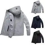 ZWDC Softshelljacke Herren Wasserdicht Winddicht Warme Winterjacke Windbreaker Funktionsjacke Sportlich Übergangsjacke Winter Warm Langarm Blouson Jacke mit Kapuze für Wandern