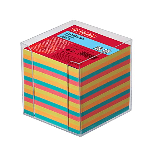Herlitz 1600253 Zettelkasten 9x9x9cm transparent 650 Blatt farbig